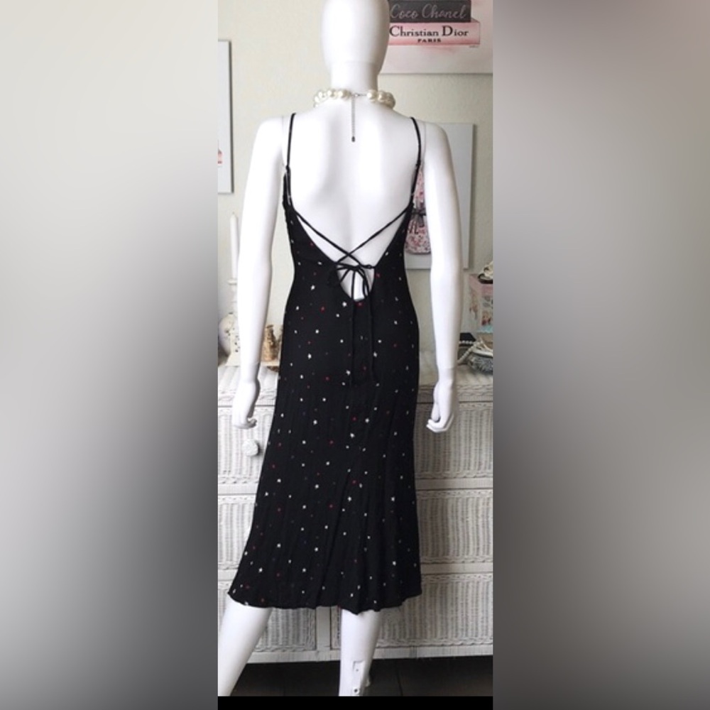 Reformation Jaxon Midi Dress Low Cut Sleeveless in Stella Star in Black size 2 - Picture 4 of 9